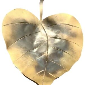 Aged Brass Curled Leaf Dish Patina Solid Brass Vintage